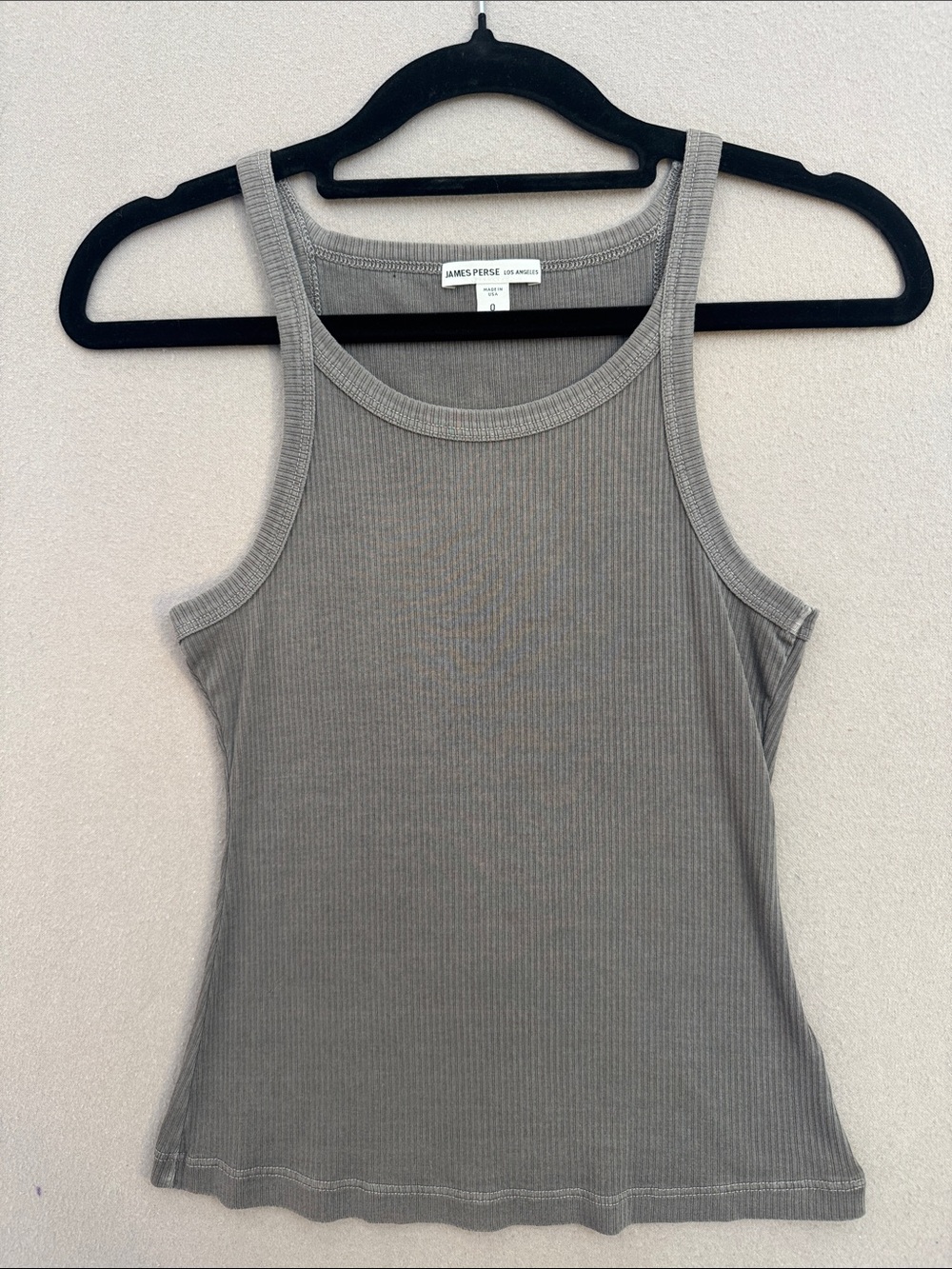 James Perse Ribbed Scoop Neck Tank Top XS Grey Made in USA NWOT